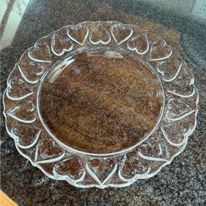 Vintage 1990's Tiffany & Co. Clear Crystal Heart Motif Large Plate